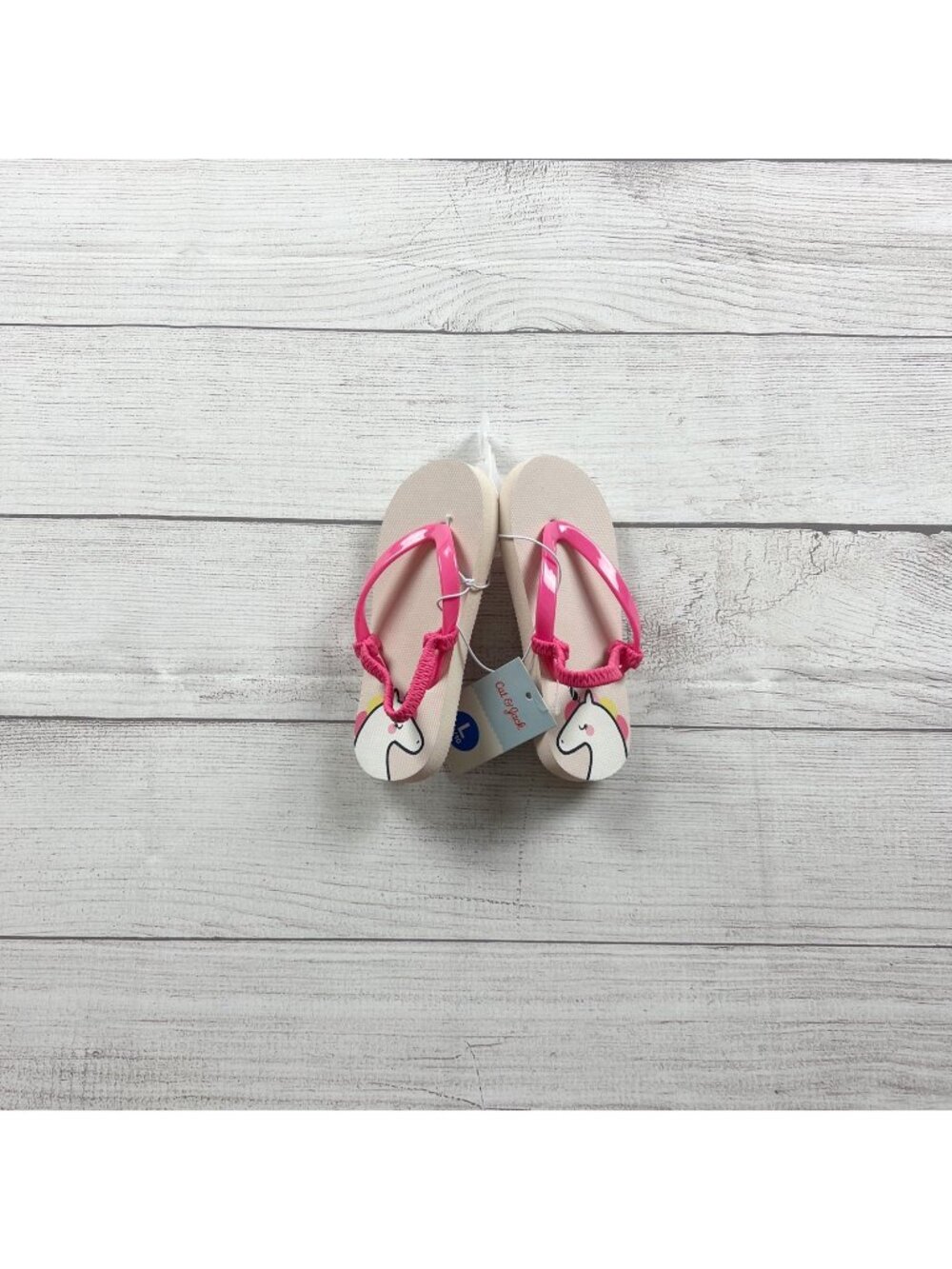 Cat & Jack Girls Pink Flip Flops Unicorn Graphic Lightweight NWT 9-10
